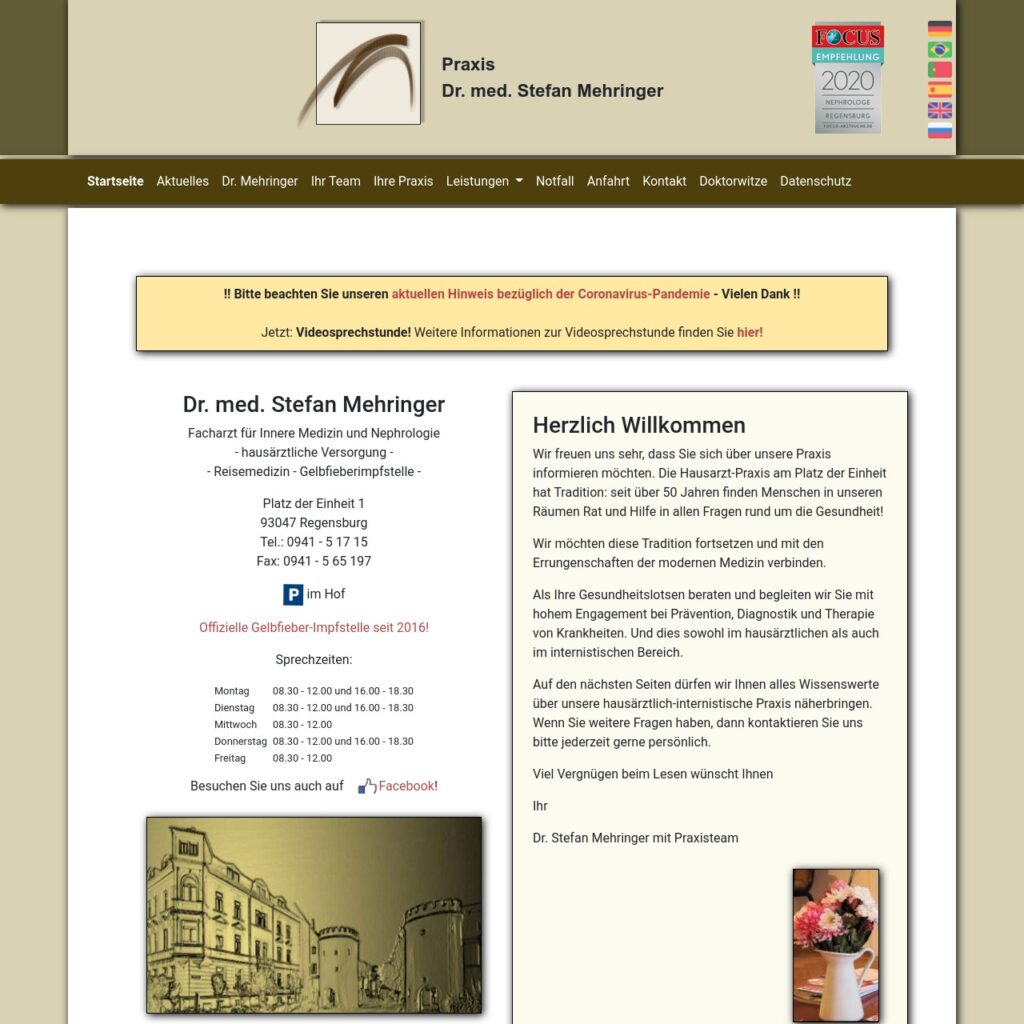 Screenshot der Referenz praxis-mehringer.de